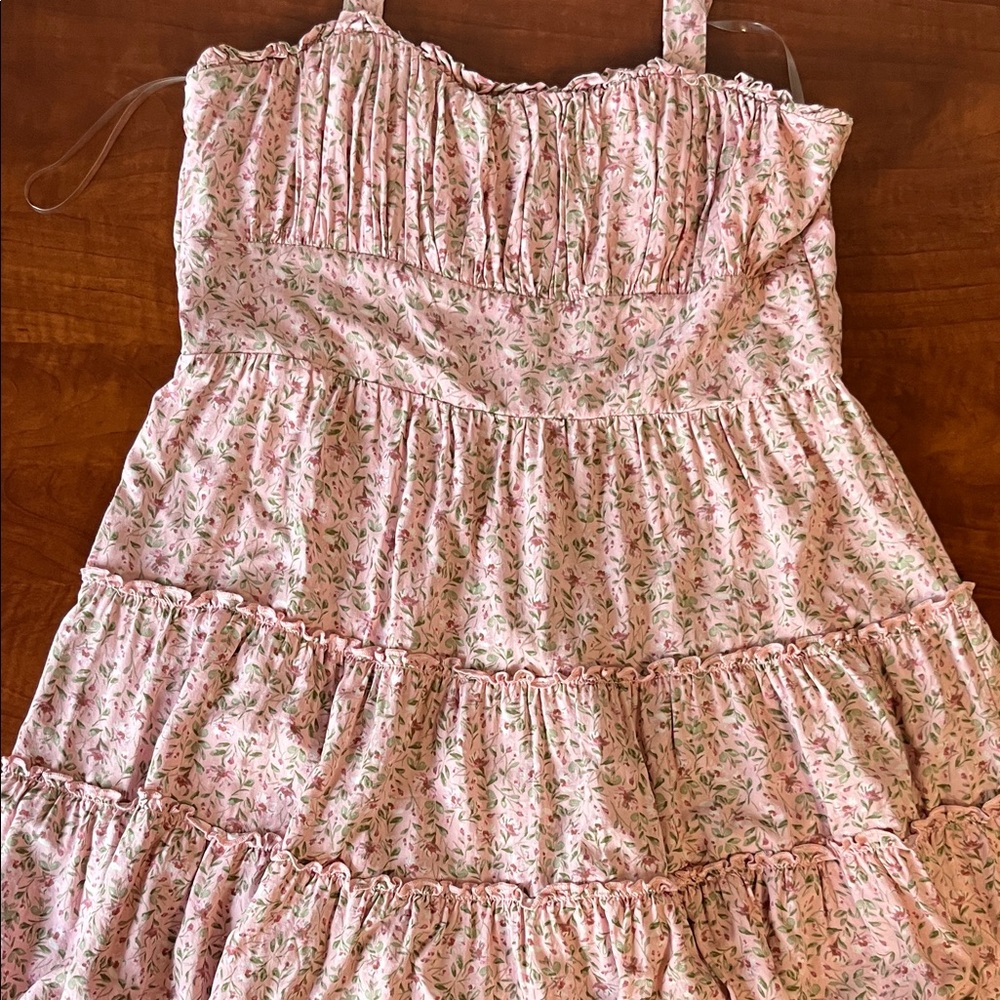 Trixxi Pink Floral Flirty Tiered Mini Dress - Picture 12 of 13